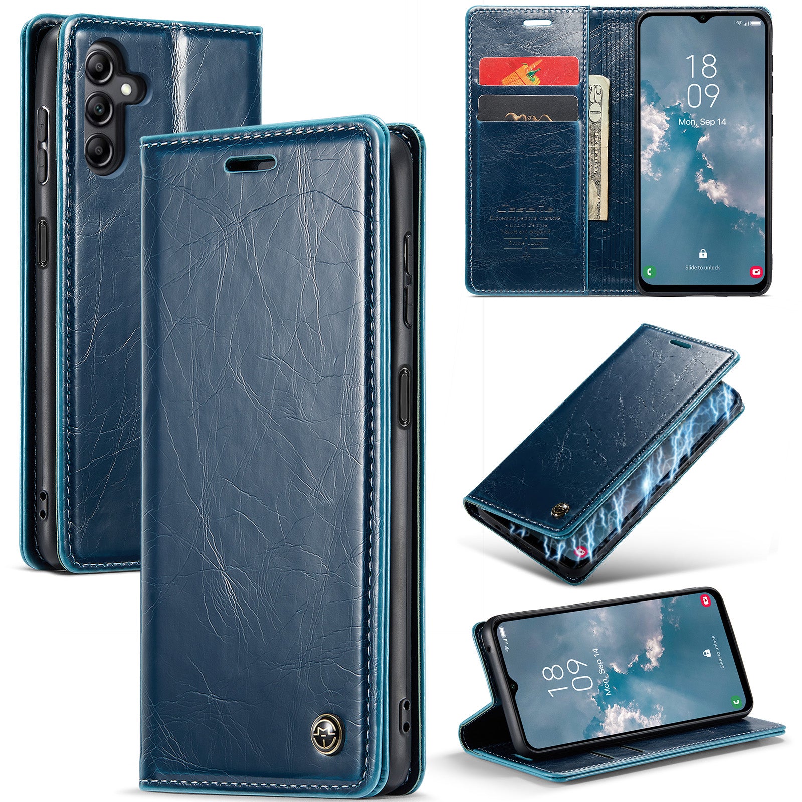 CASEME 003 Series For Samsung Galaxy A14 5G Waxy Texture PU Leather Cell Phone Cover Magnetic Auto-absorbed Phone Case Wallet Stand Shell CASEME 003 Series For Samsung Galaxy A14 5G Waxy Texture PU Leather Cell Phone Cover Magnetic Auto-absorbed Phone Case Wallet Stand Shell